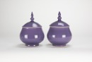 A Pair Of Purple Glazed Chess Jars