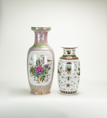 Early 20th Century - Two Famille Glazed ‘Dragon, Phoenix’ Vases (2 Pcs)