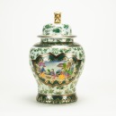 Early 20th Century - Chinese Famille- Glazed Gilted Green Flowers Medallion &lsquo;Figures&rsquo; Ginger Jar And Cover - 3