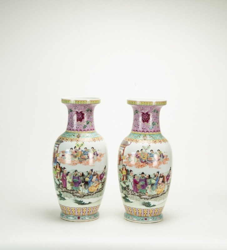 Early 20th Century - A Pair Famille - Glazed &lsquo;Eight Immortals&rsquo; Vase