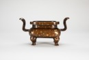 Qing - A Bronze Gold Splashed Double Handle Censer&lsquo;