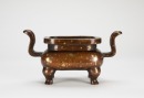 Qing - A Bronze Gold Splashed Double Handle Censer&lsquo; - 4
