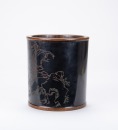 Qing - Wang Su (1794 - 1877) A Black Lacquer With Color Carved&rsquo; Beauty Under Moon&rsquo; Brush Pot - 3
