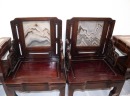 Qing - A Set Of Mahogany Marble - Inlaid Armchairs And Stands - 5