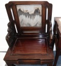 Qing - A Set Of Mahogany Marble - Inlaid Armchairs And Stands - 7