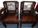 Qing - A Set Of Mahogany Marble - Inlaid Armchairs And Stands - 8