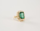 A 18K Gold 8.30 Carats Emerald & Diamond Ring. - 2