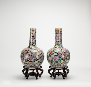 Republic - A Pair Of Chinese Famille Glazed Thousands Flowers’ Vase