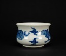 Qing 18th Century - A Blue And White ‘Kirin’ Brush Washer - 2