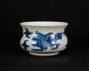 Qing 18th Century - A Blue And White ‘Kirin’ Brush Washer - 5