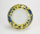 Qing - A Yellow Ground Glazed Blue And White ‘Double Dragon’ Dish - 6