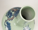 Republic - A Pair Of Light Green Ground Iron Red UnderGlaze Blue ‘Pine, Crane, Lingzhi, Sunrise’ Tianqiu Ping Vases - 8