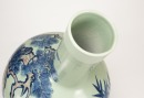 Republic - A Pair Of Light Green Ground Iron Red UnderGlaze Blue ‘Pine, Crane, Lingzhi, Sunrise’ Tianqiu Ping Vases - 9