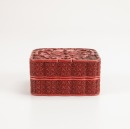 18th Century - A Carved Red Lacquer ‘Double Koi Fishes’ Cover Box - 2