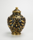 Late Qing-A Glit Glazed Carved Dragon’ Imitation Bronze Hu-Form Cover Vase. - 2