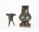 Qing-A Bronze Jue Cup And Bronze Vase - 2