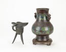 Qing-A Bronze Jue Cup And Bronze Vase - 3