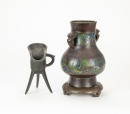 Qing-A Bronze Jue Cup And Bronze Vase - 4