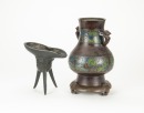 Qing-A Bronze Jue Cup And Bronze Vase - 5