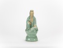 Late Qing Republic-A Celadon Glazed Seat Quanyin