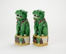 Guangxu-A Pair Of Verte Sancai Green Ground Lions Statues - 5