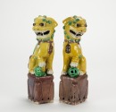 Guangxu-A Pair Of Verte Sancai Yalloow Ground Lions Statues - 2