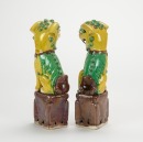 Guangxu-A Pair Of Verte Sancai Yalloow Ground Lions Statues - 4