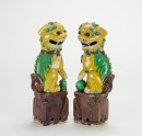 Guangxu-A Pair Of Verte Sancai Yalloow Ground Lions Statues - 5