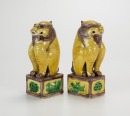 Guangxu - A Pair Of Verte Sancai Yallow Beast Statues - 2