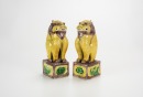 Guangxu - A Pair Of Verte Sancai Yallow Beast Statues - 5