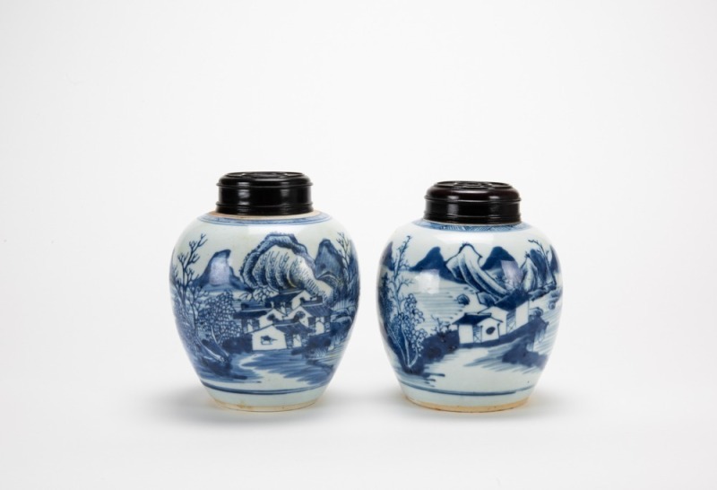 Qing-A Blue Glazed Melon-Shaped Double Handle Vase