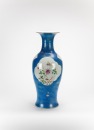 Late Qing/Republic - A Light Blue Ground Famille-Glazed ‘Flowers Vase.