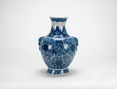 Qing-A Blue And White ‘Floral Scroll’ Vase‘Da Qing Qianlong Nain Zhi’Mark