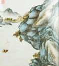 Chen Baochang(Republic), A Famille-Glazed ‘Landscape’ Hanging Plaque - 3