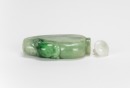 Republib - A Green Jadeite Carved’ Melon And Squirrel’ Snuff Bottle - 8