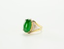 A Translucent Green Double Cabochon Jade Ring. - 4