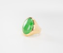 A Green Jadeite Mounted In 18K Gold Ring - 2