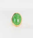 A Green Jadeite Mounted In 18K Gold Ring - 3