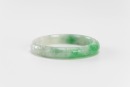 A Semi-Translucent Green Jadeite Carved ‘ Flowers’ Bangle - 2