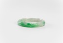 A Semi-Translucent Green Jadeite Carved ‘ Flowers’ Bangle - 4