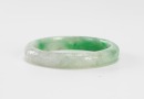 A Semi-Translucent Green Jadeite Carved ‘ Flowers’ Bangle - 6