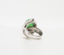 18K White Gold And Diamonds Mounted Green Jadeite Ring - 4