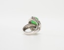 18K White Gold And Diamonds Mounted Green Jadeite Ring - 5