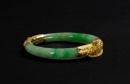 Republic - A Green Jadeite Bangle with 24k Gold - 4