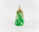 14K Gold And Diamond Mounted Green Jadeite Carved ‘Rabbit’ Pendant - 2