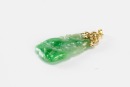 14K Gold And Diamond Mounted Green Jadeite Carved ‘Rabbit’ Pendant - 4