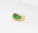 A Green Jadeite Mounted In 18K Gold Ring - 2