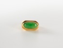 A Green Jadeite Mounted In 18K Gold Ring - 3