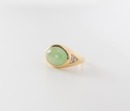 A Semi-Translucent Jadeite Ring With 14k Gold And Diamond - 2