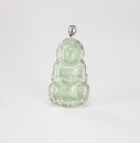 A Semi-Translucent Jadeite Carved Guanyin Pendant - 2